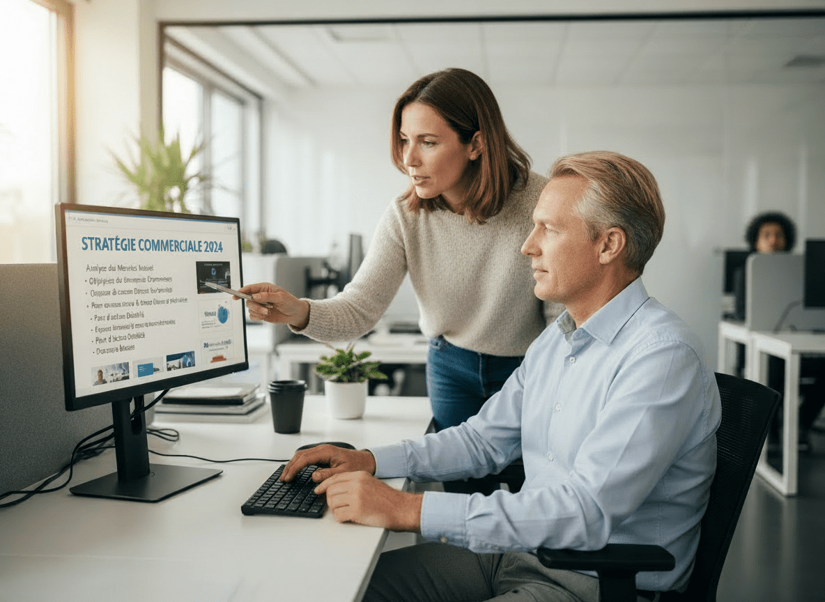 Formateur FORMATIONSL devant un ordinateur pour formation Excel, Word et PowerPoint